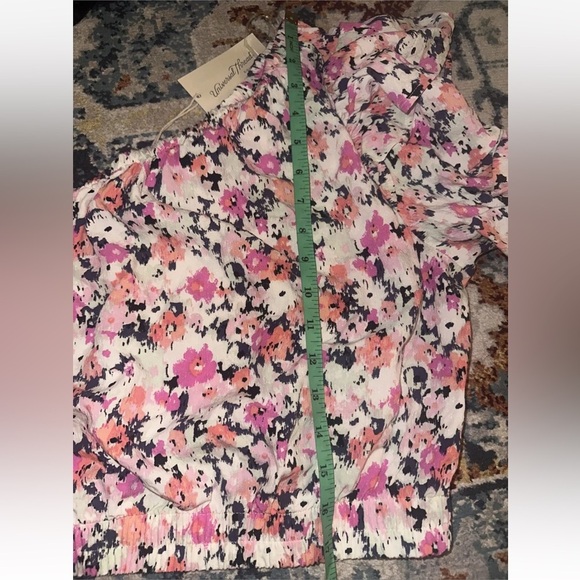 NWT  Universal Thread Sz L Womens One-Shoulder Floral Puff Sleeve Crop Top Pink - Picture 10 of 10